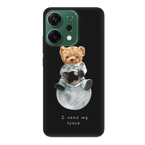 Oppo RENO 14 Bear in space Black Colored Silicone TPU Θήκη